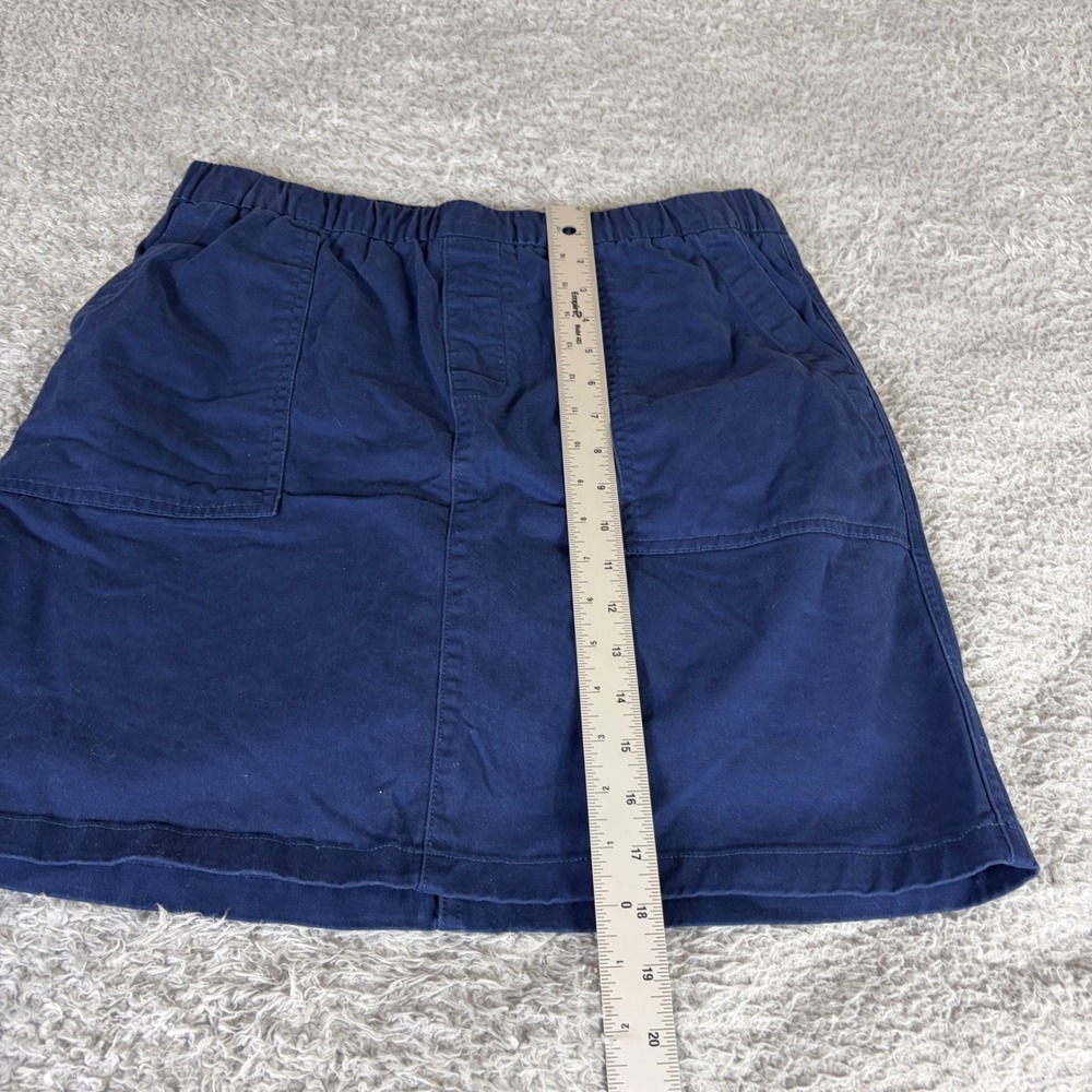 Lands End Navy Blue Pull On Skort Size 10 Cotton Blend Twill Mini Skirt Pockets - Picture 6 of 9